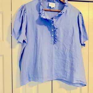 SUNDAYS Blue Ruffle Blouse